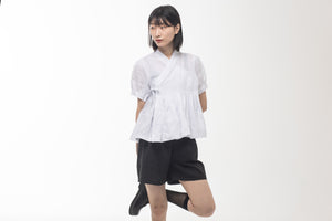 Mokpangit and puffed sleeve blouse